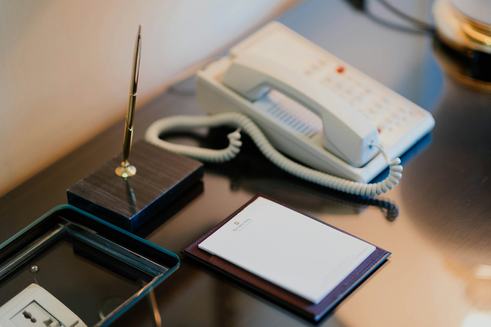 Office telephone on an executive desk