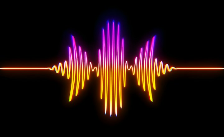 Colourful voice sound wave on a dark background